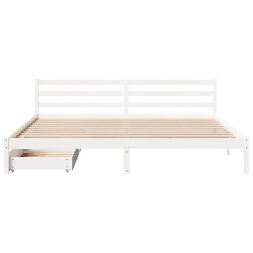 Sengeramme uden madras 200x200 cm massivt fyrretræ hvid