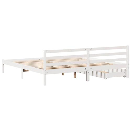 Sengeramme uden madras 200x200 cm massivt fyrretræ hvid