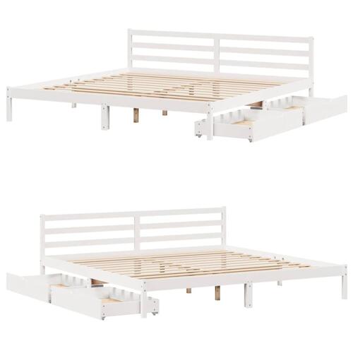 Sengeramme uden madras 200x200 cm massivt fyrretræ hvid