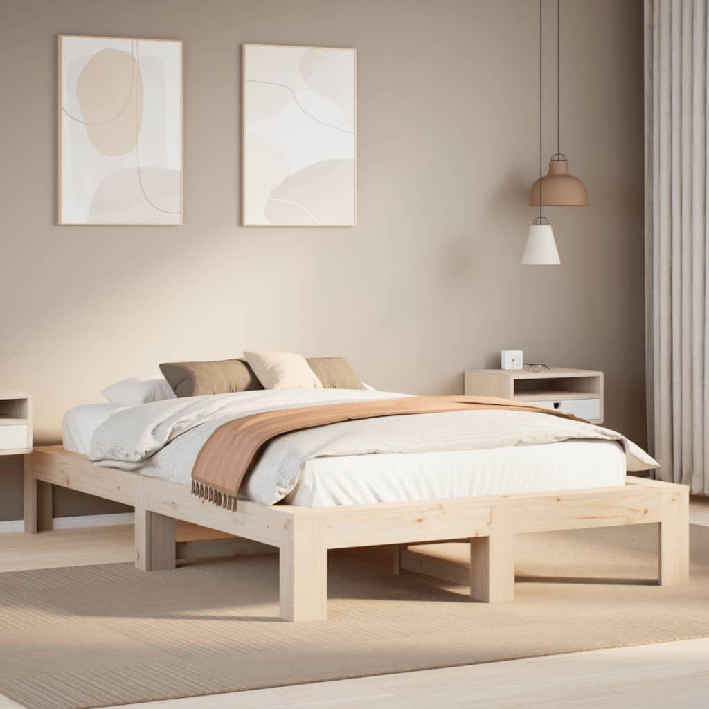 Sengeramme 120x190 cm i massivt fyrretræ - med lamelbund billede