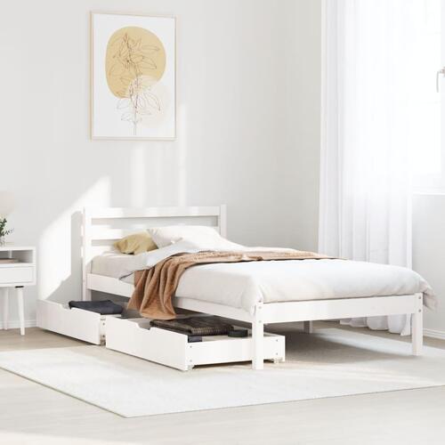 Sengeramme uden madras 90x200 cm massivt fyrretræ hvid