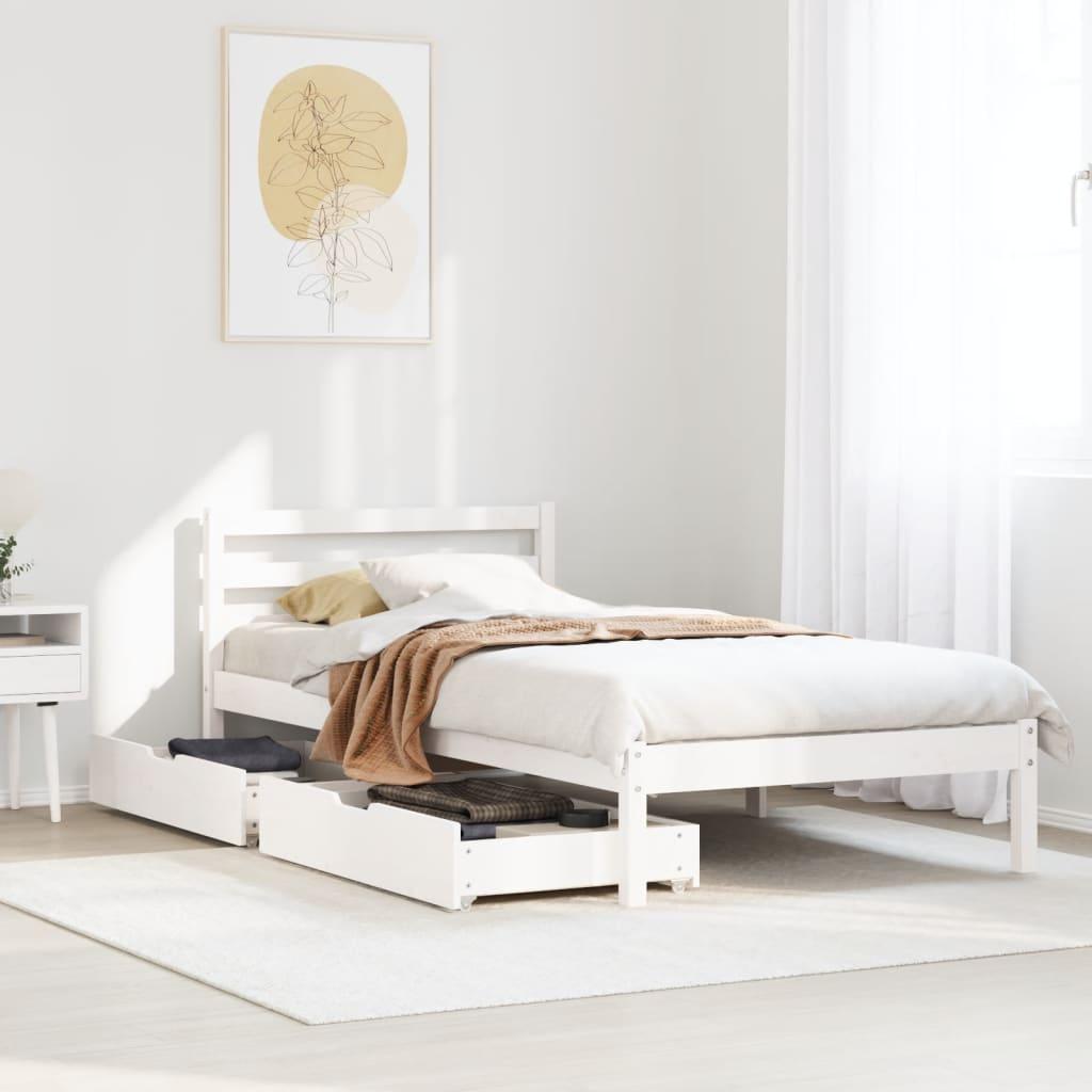 Sengeramme uden madras 90x200 cm massivt fyrretræ hvid