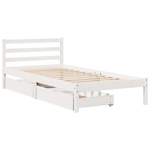 Sengeramme uden madras 90x200 cm massivt fyrretræ hvid