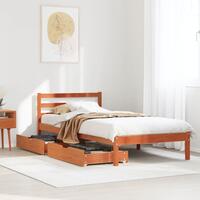Sengeramme uden madras 100x200 cm massivt fyrretræ gyldenbrun