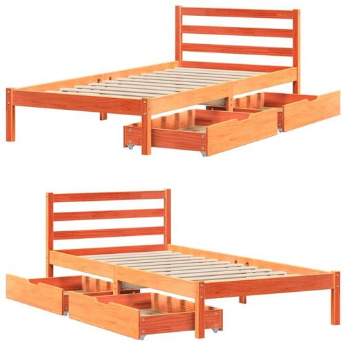 Sengeramme uden madras 100x200 cm massivt fyrretræ gyldenbrun