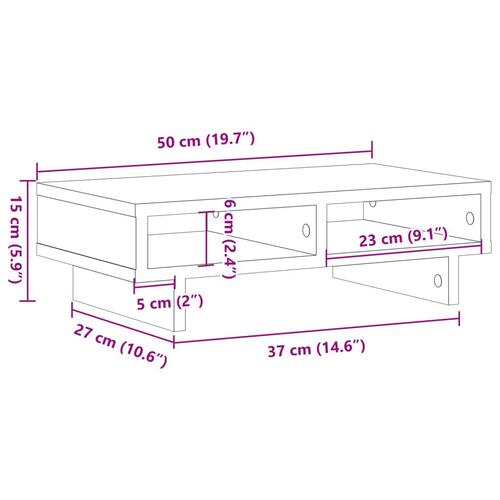 Skærmholder 50x27x15 cm konstrueret træ gammelt træ