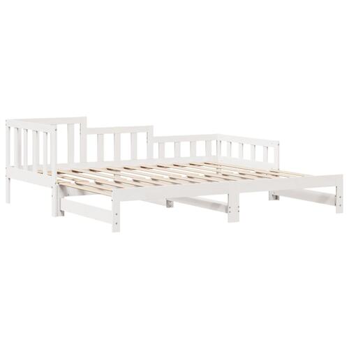 Daybed med udtræk og skuffer 90x190 cm massivt fyrretræ hvid