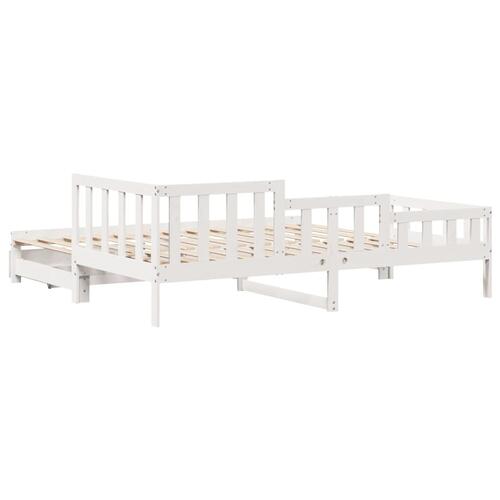 Daybed med udtræk og skuffer 90x190 cm massivt fyrretræ hvid