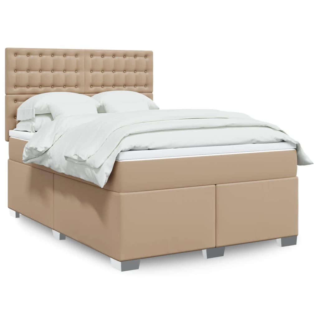 Kontinentalseng 140x190 cm kunstlæder cappuccinofarvet billede
