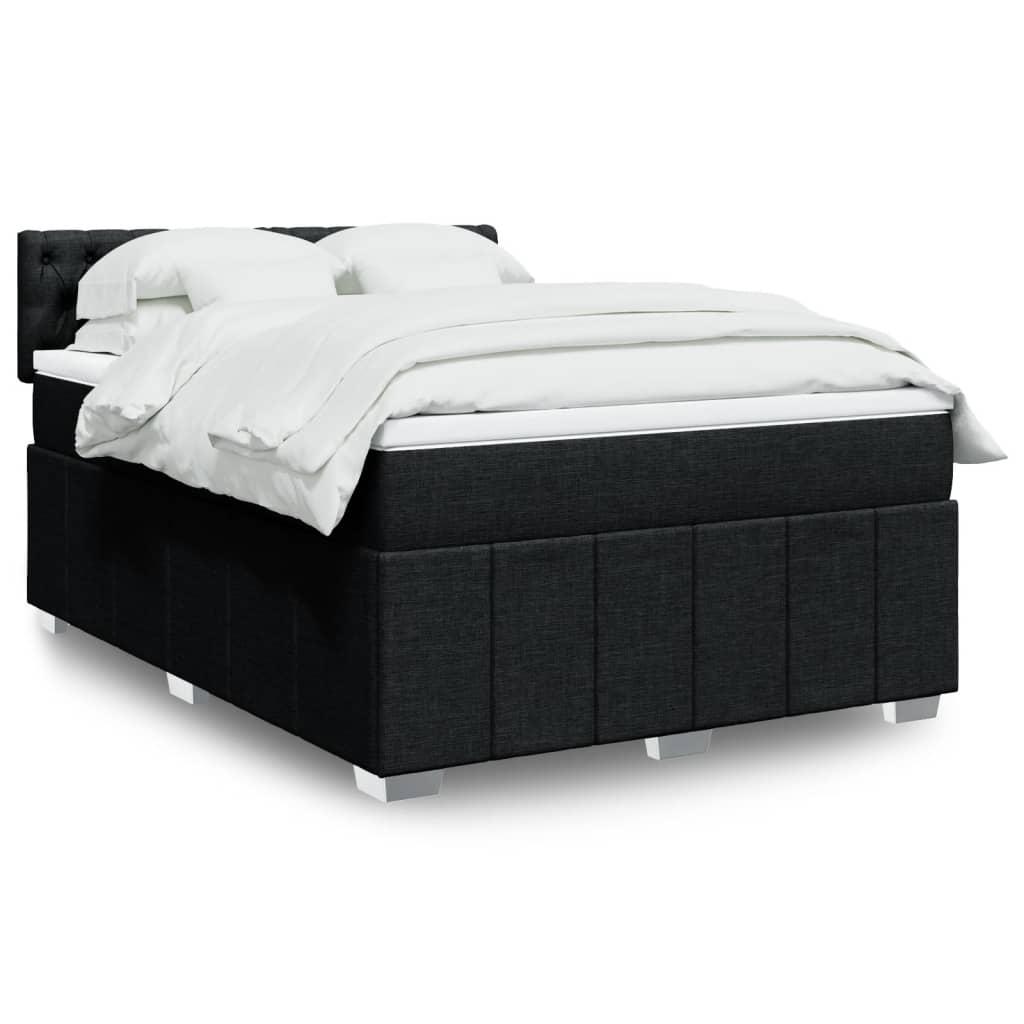 Kontinentalseng med madras 140x190 cm - stof, sort