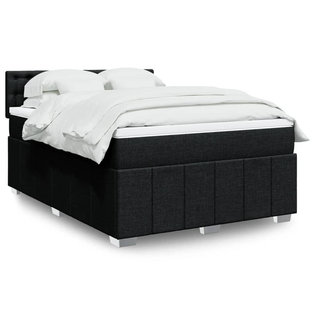 Kontinentalseng med madras og topmadras 140x190 cm - sort stof billede