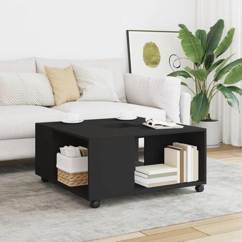 Sofabord 80x80x40 cm konstrueret træ sort