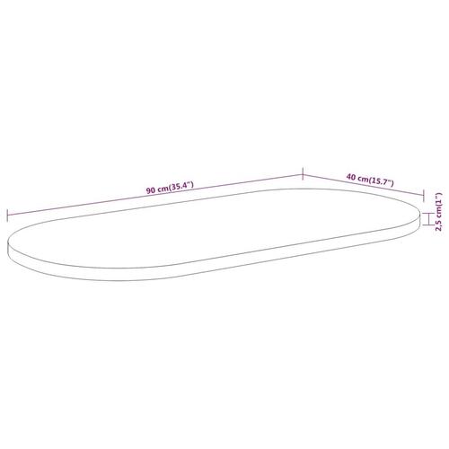 Bordplade 90x40x2,5 cm oval massivt akacietræ