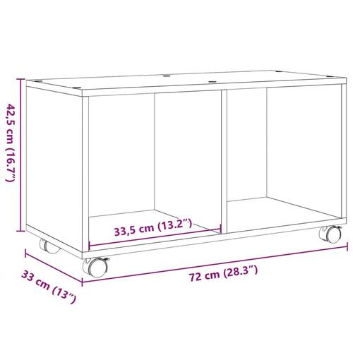 Rullebord 72x33x42,5 cm konstrueret træ brun egetræsfarve