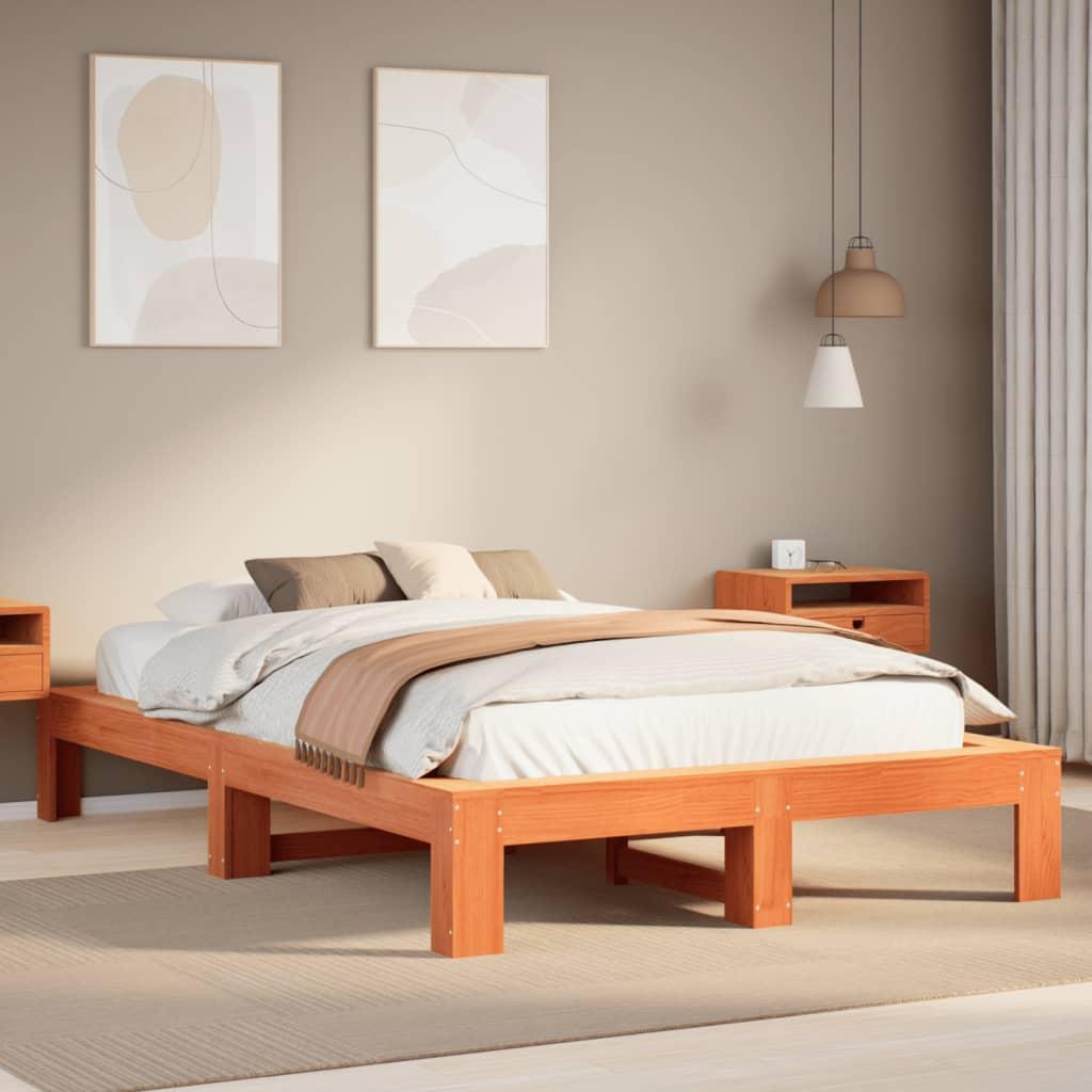 Sengeramme uden madras 120x200 cm massivt fyrretræ gyldenbrun billede