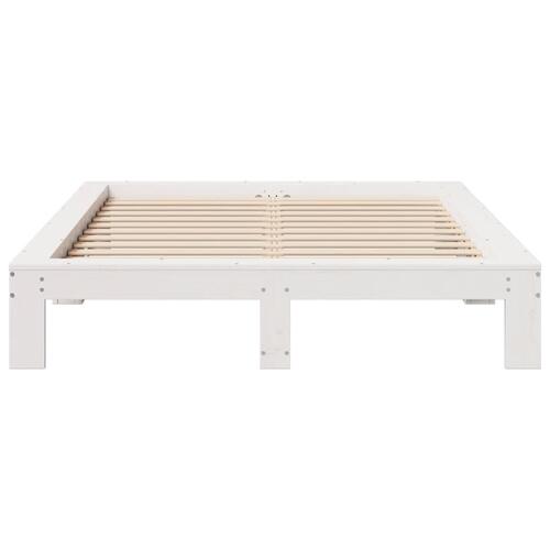 Sengeramme uden madras 135x190 cm massivt fyrretræ hvid