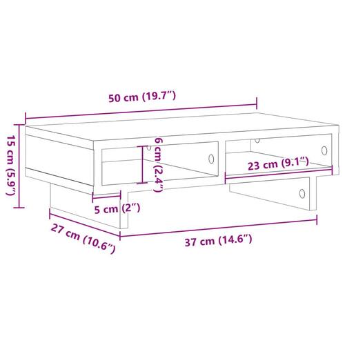 Skærmholder 50x27x15 cm konstrueret træ betongrå
