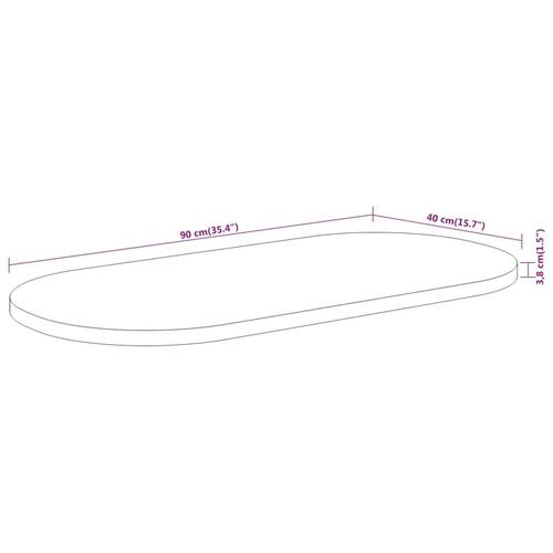 Bordplade 90x40x3,8 cm oval massivt akacietræ
