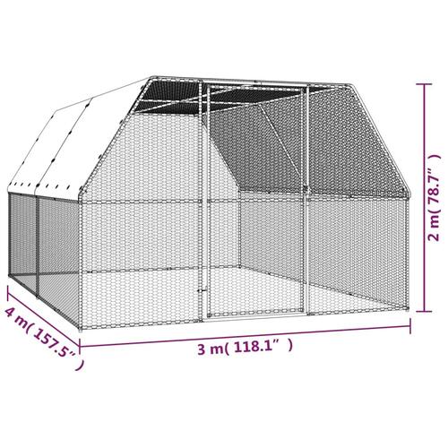 Hønsegård 3x4x2 m galvaniseret stål