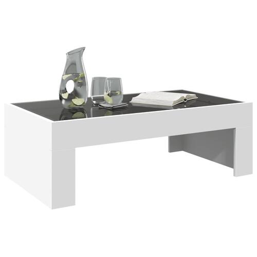 Sofabord med Infinity LED-lys 90x50x30 cm hvid
