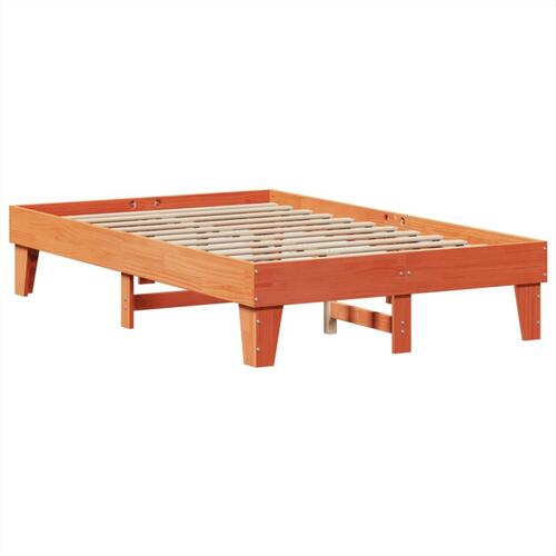 Sengeramme uden madras 135x190 cm massivt fyrretræ brun