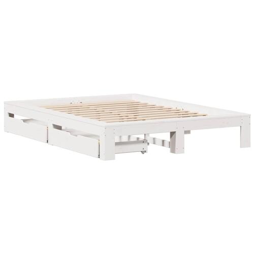 Sengeramme uden madras 150x200 cm massivt fyrretræ hvid