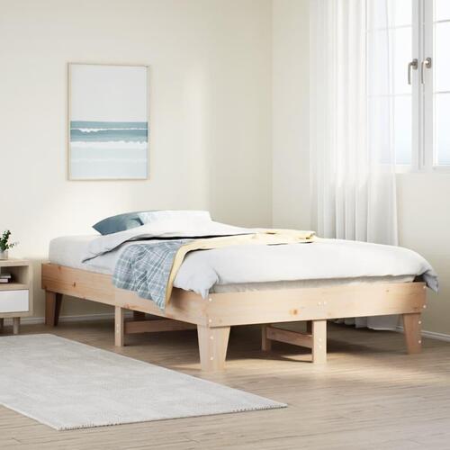 Sengeramme uden madras 135x190 cm massivt fyrretræ hvid