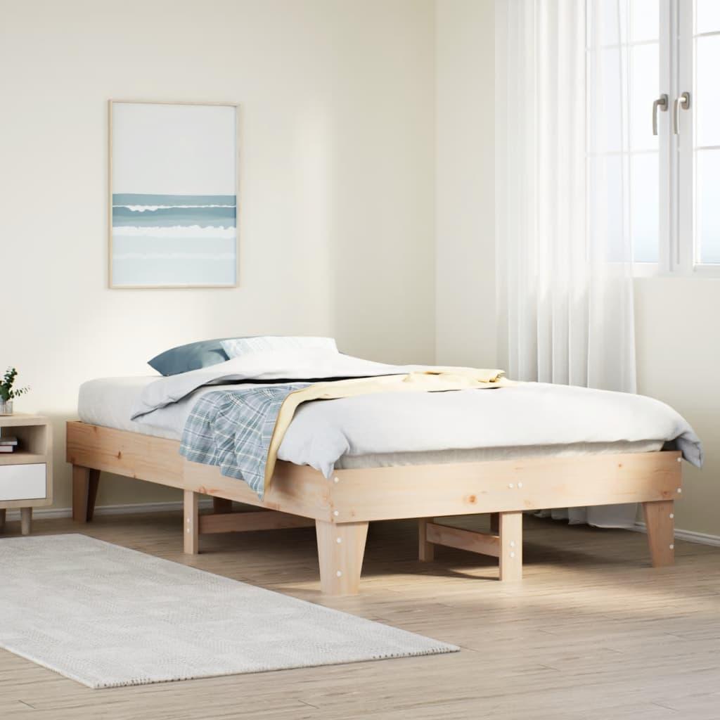 Sengeramme uden madras 135x190 cm massivt fyrretræ hvid