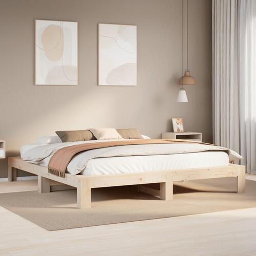 Sengeramme uden madras 200x200 cm massivt fyrretræ