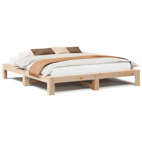 Sengeramme uden madras 200x200 cm massivt fyrretræ