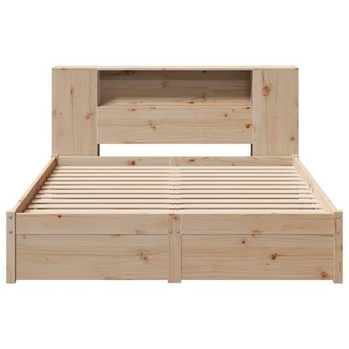 Seng med reol uden madras 150x200 cm massivt fyrretræ