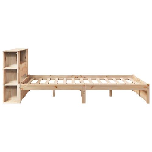 Seng med reol uden madras 150x200 cm massivt fyrretræ