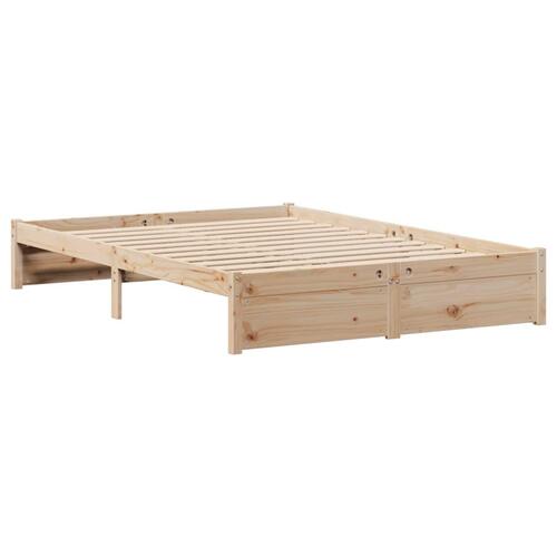 Seng med reol uden madras 150x200 cm massivt fyrretræ