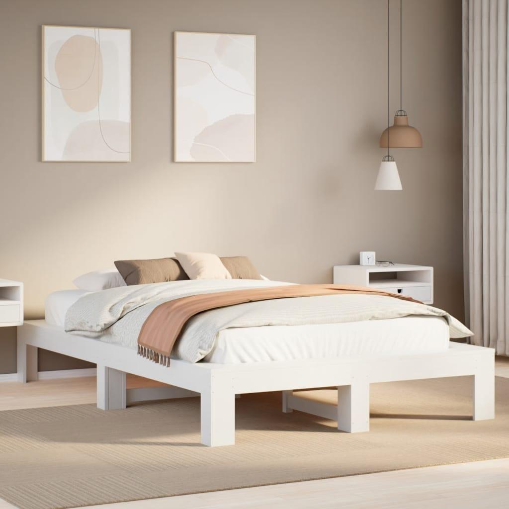 Sengeramme uden madras 120x190 cm massivt fyrretræ hvid