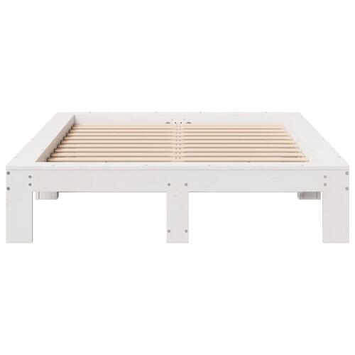 Sengeramme uden madras 120x190 cm massivt fyrretræ hvid
