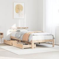 Sengeramme med skuffer 90x200 cm massivt fyrretræ