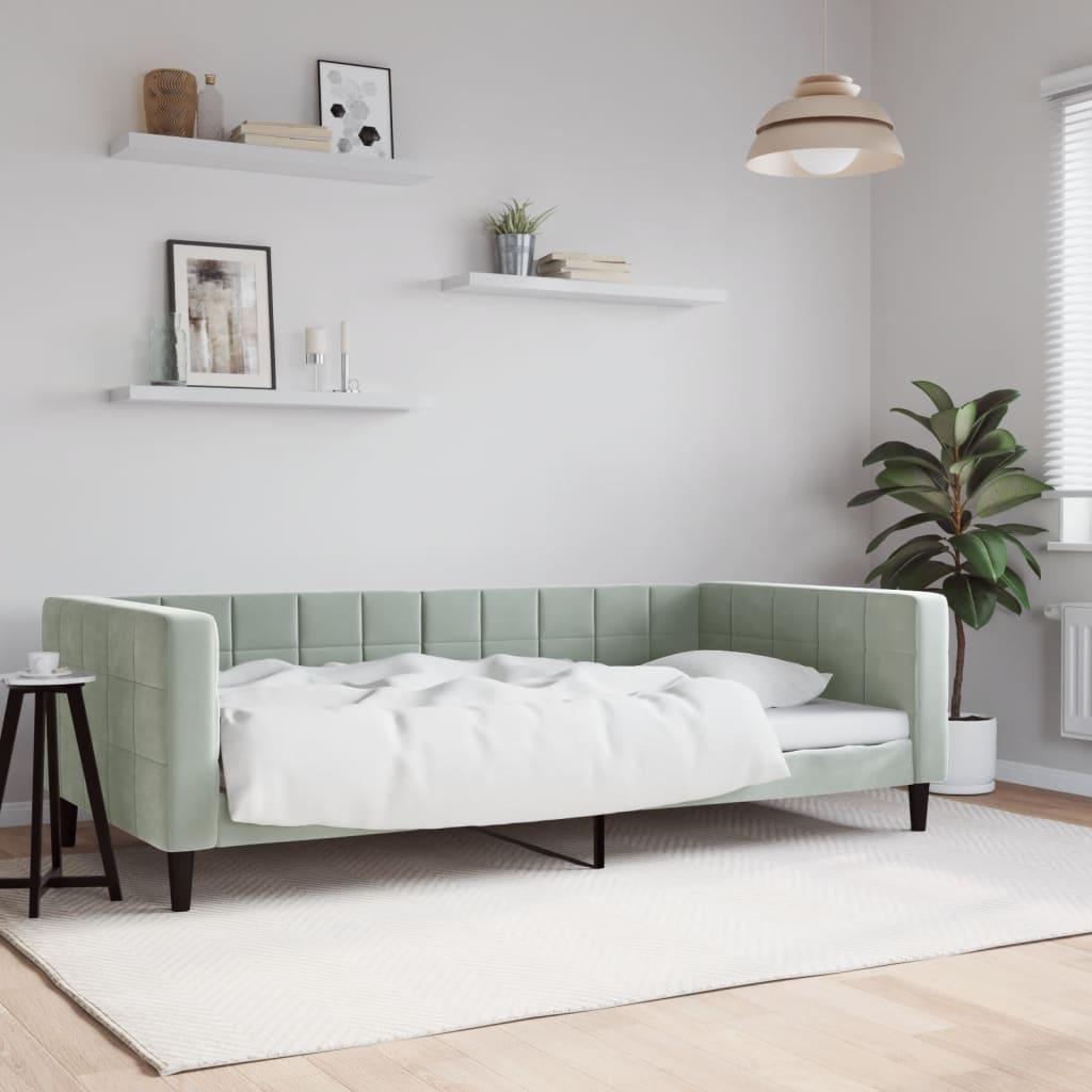 Daybed 100x200 cm velour lysegrå billede