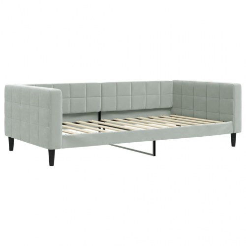 Daybed 100×200 cm i velour - lysegrå sengeramme/sovesofa