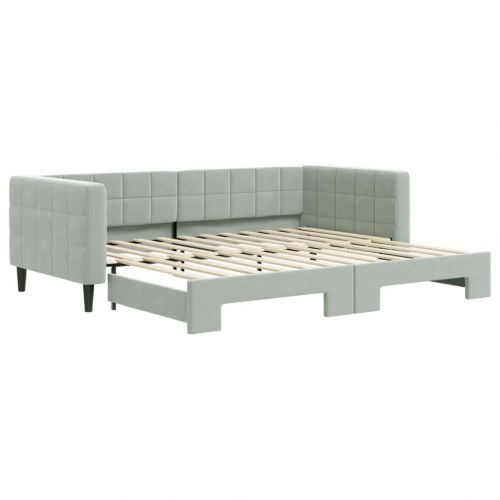 Dagseng med udtræk 90 x 200 cm velour - lysegrå