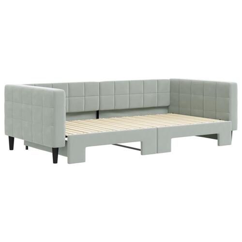 Daybed med udtræk 100x200 cm velour lysegrå