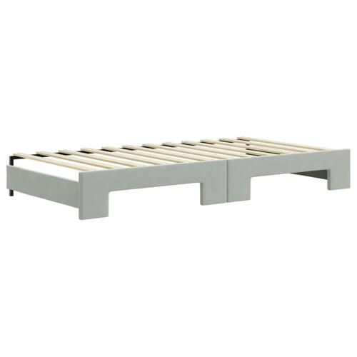 Daybed med udtræk 100x200 cm velour lysegrå