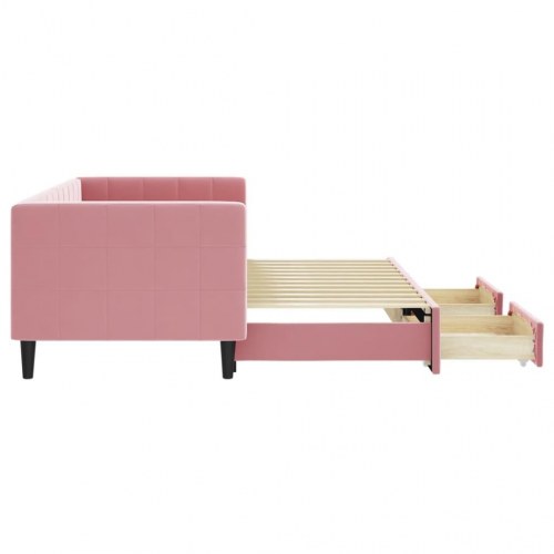 Daybed med udtræk og skuffer 80 x 200 cm - lyserød