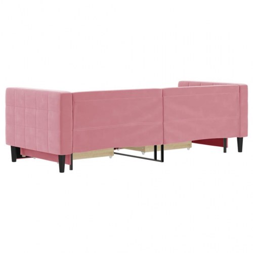 Daybed med udtræk og skuffer 80 x 200 cm - lyserød