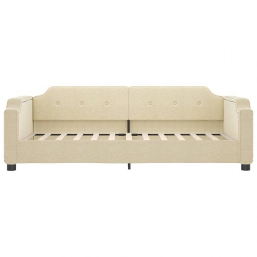 Daybed 90x200 cm i stof - cremefarvet sengeramme med armlæn