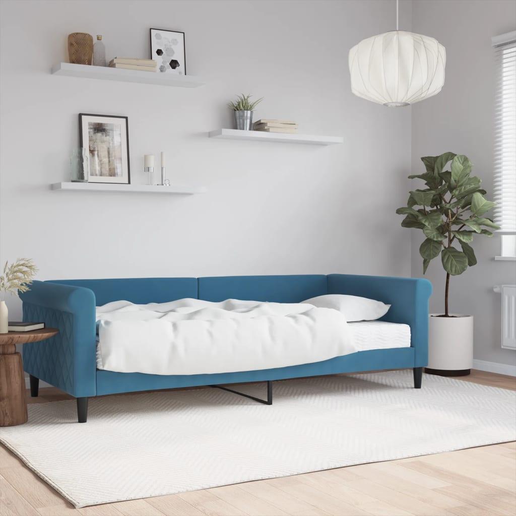 Daybed med madras 90x200 cm velour blå billede