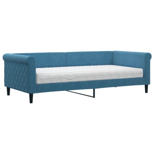 Daybed med madras 90×200 cm - velour, blå