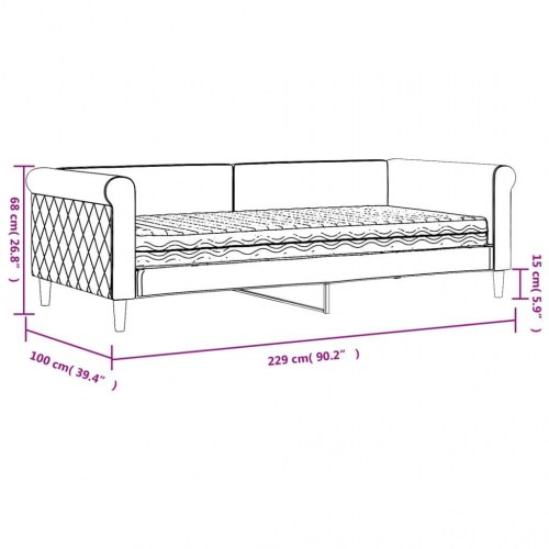 Daybed med madras 90×200 cm - velour, blå
