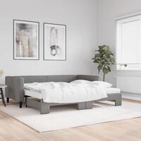 Daybed med udtræk og madras 90x190 cm stof mørkegrå