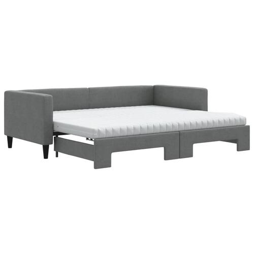 Daybed med udtræk og madras 90x190 cm stof mørkegrå