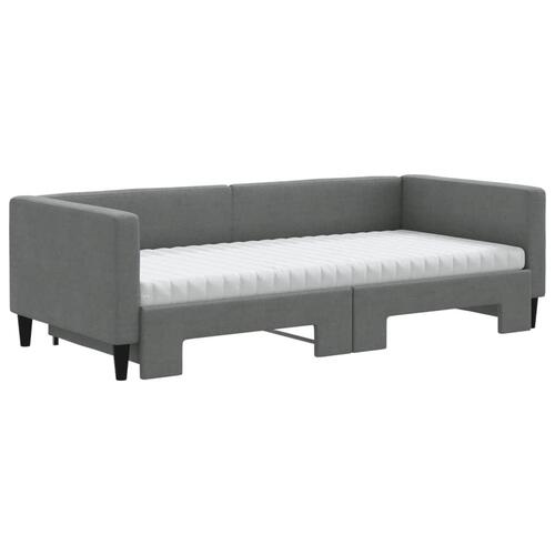 Daybed med udtræk og madras 90x190 cm stof mørkegrå